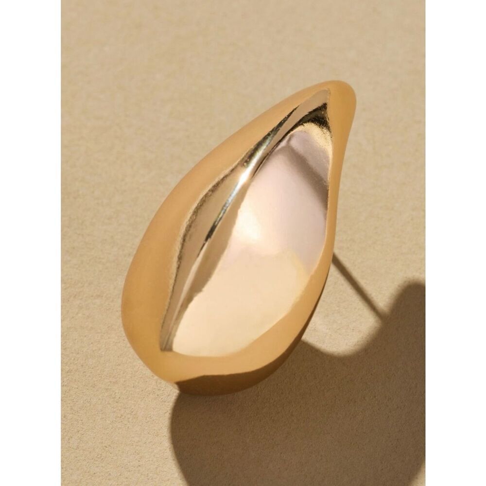 NWT Anthropologie Curved Teardrop Earrings Color Gold + Jewelry Pouch